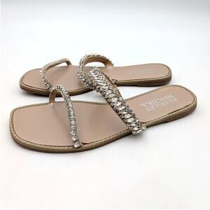 Badgley Mischka Thina Flat Sandals Open Toe Women's Platino Size US7 EU37.5